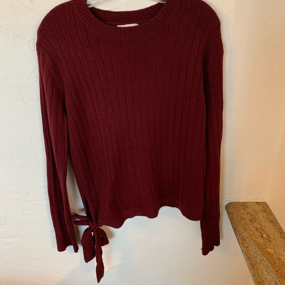 Burgandy Cotton blend Sweater Size L NWOT